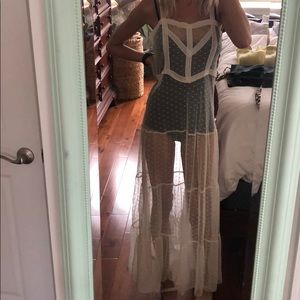 Cream lace dress from FP sheer maxi dress! NWOT